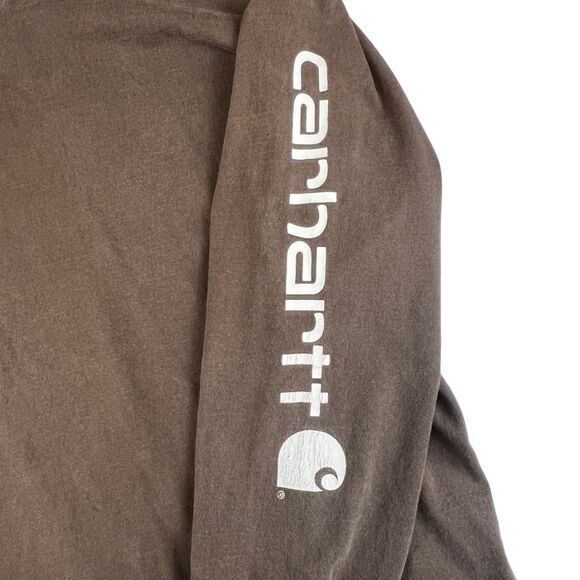 Carhartt Shirt 4X Washed Brown Workwear Streetwear Rugged Urban Long Sleeve Tee - Picture 5 of 15